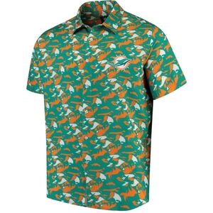 NFL Miami Dolphins Aqua/Orange NFLxFIT Quicksnap Woven Shirt Hawaiian Mens NWT L